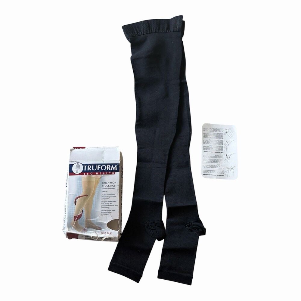Truform Thigh High Compression Stockings 30 40 Extra Firm XL Black USA 0848BL-XL
